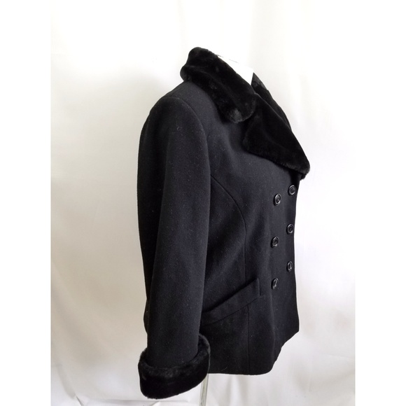 Lane Bryant SIze 18 20 Black Peacoat Fur Trim - Picture 3 of 5